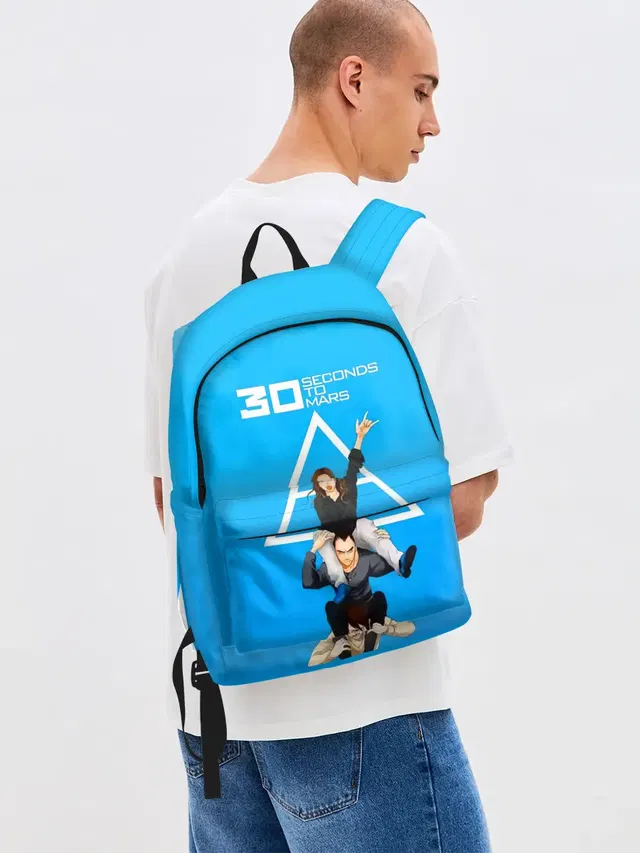 Джинсовый рюкзак с принтом «Triad logo — Группа 30 Seconds to Mars»