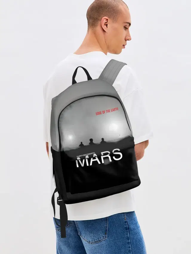 Джинсовый рюкзак с принтом «30 Seconds to Mars — Thirty Seconds to Mars - Edge of the Earth»