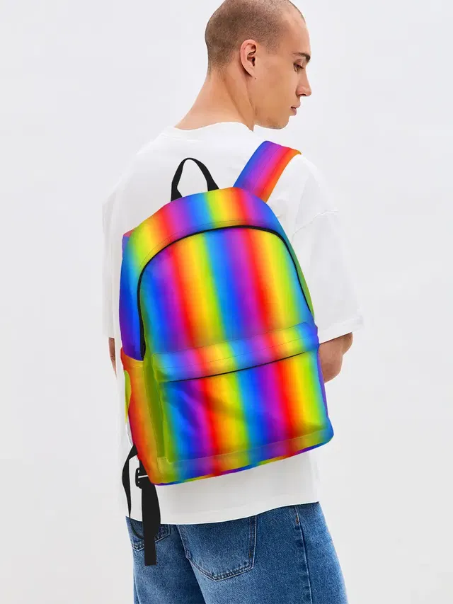 Джинсовый рюкзак с принтом «Абстракция — Color gradient»