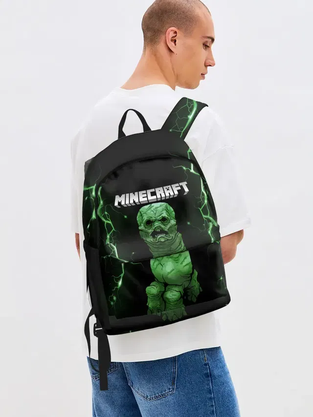 Джинсовый рюкзак с принтом «Майнкрафт — CREEPER 3D — MINECRAFT 3D»