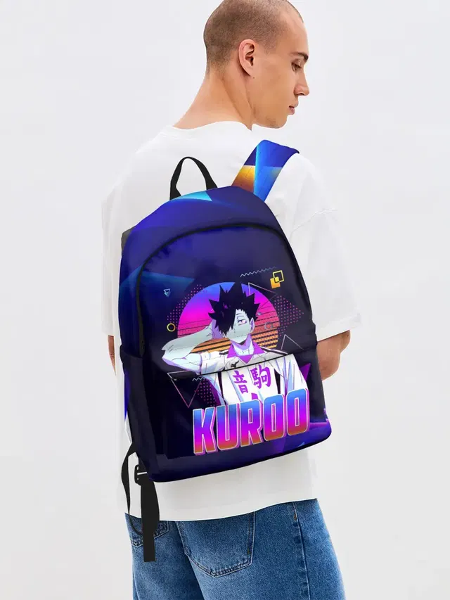 Джинсовый рюкзак с принтом «Куроо Тецуро Tetsuro Neon»