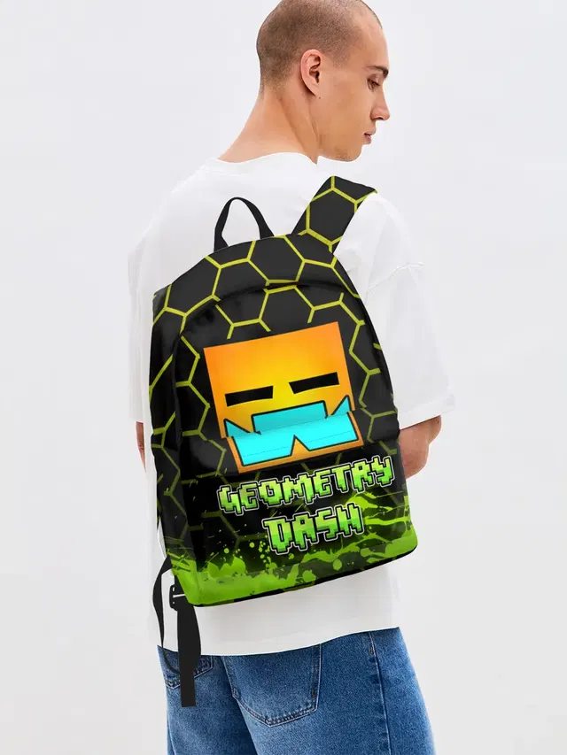 Джинсовый рюкзак с принтом «Geometry Dash»