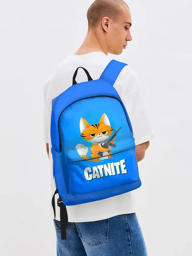 Джинсовый рюкзак с принтом «Catnite»