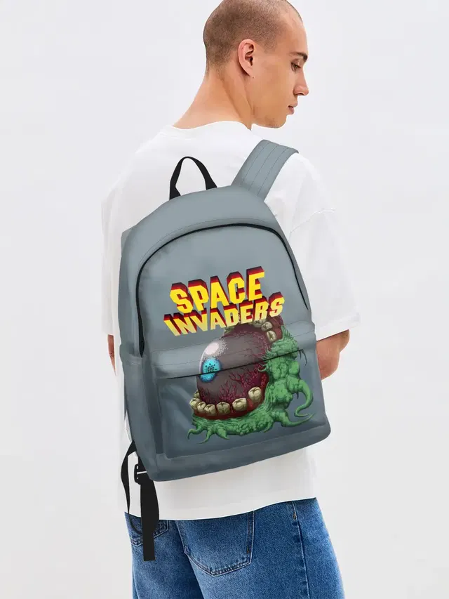 Джинсовый рюкзак с принтом «Retro gaming — Boss — Space Invaders — Old game»