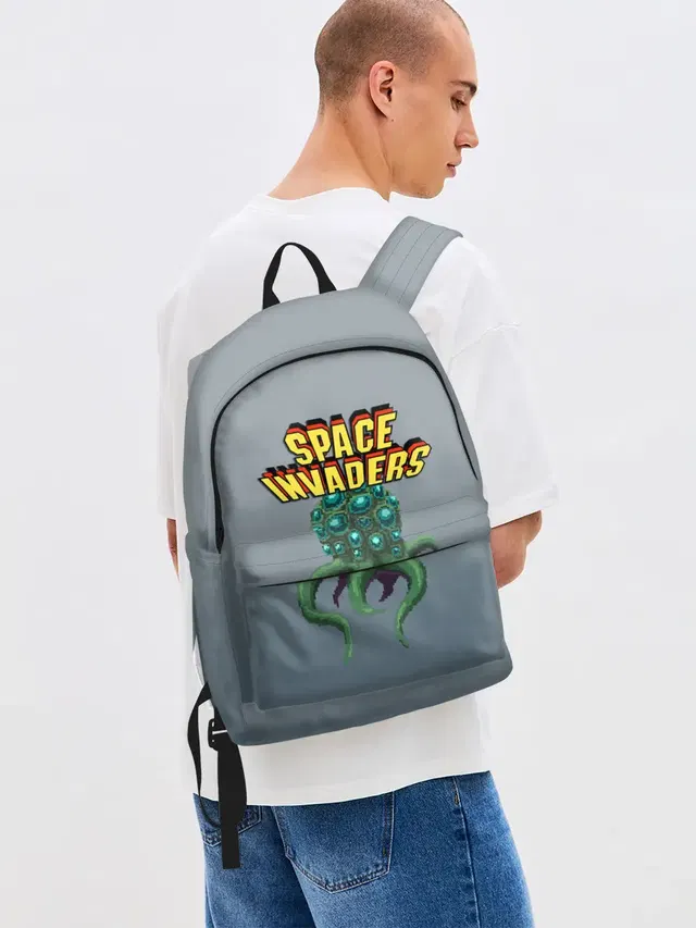 Джинсовый рюкзак с принтом «Space Invaders — Old game»