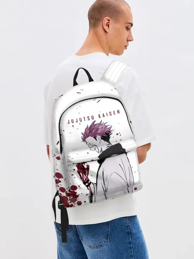 Джинсовый рюкзак с принтом «Ryomen Sukuna Jujutsu Kaisen»