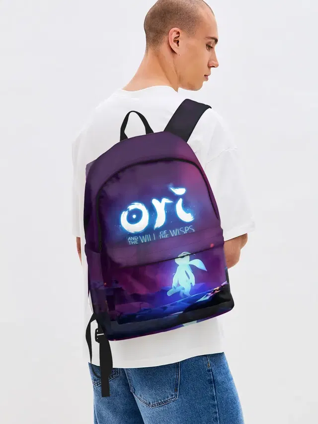 Джинсовый рюкзак с принтом «Ori and the will of the wisps — Ori — Ори»