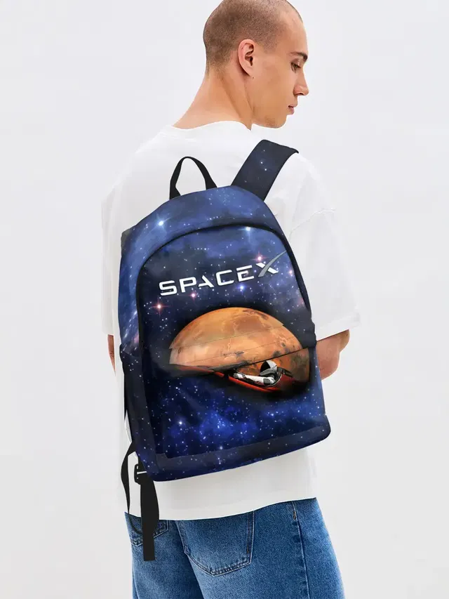 Джинсовый рюкзак с принтом «Астрономия, космос — Space X»
