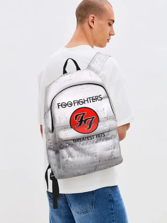 Джинсовый рюкзак с принтом «Foo Fighters — Greatest Hits - Foo Fighters»