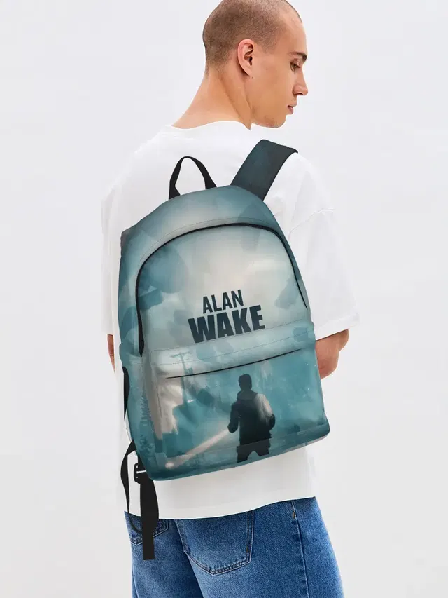 Джинсовый рюкзак с принтом «Alan Wake — Алан Уэйк арт»
