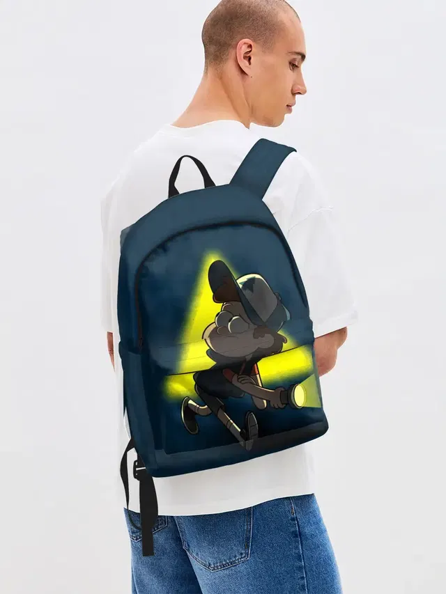 Джинсовый рюкзак с принтом «Гравити Фолз — Dipper and yellow triangle»