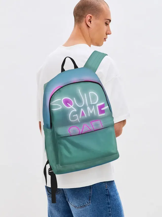 Джинсовый рюкзак с принтом «Squid game a»