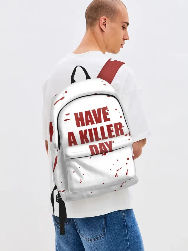 Джинсовый рюкзак с принтом «Have a killer day — blood have a killer day Dexter»