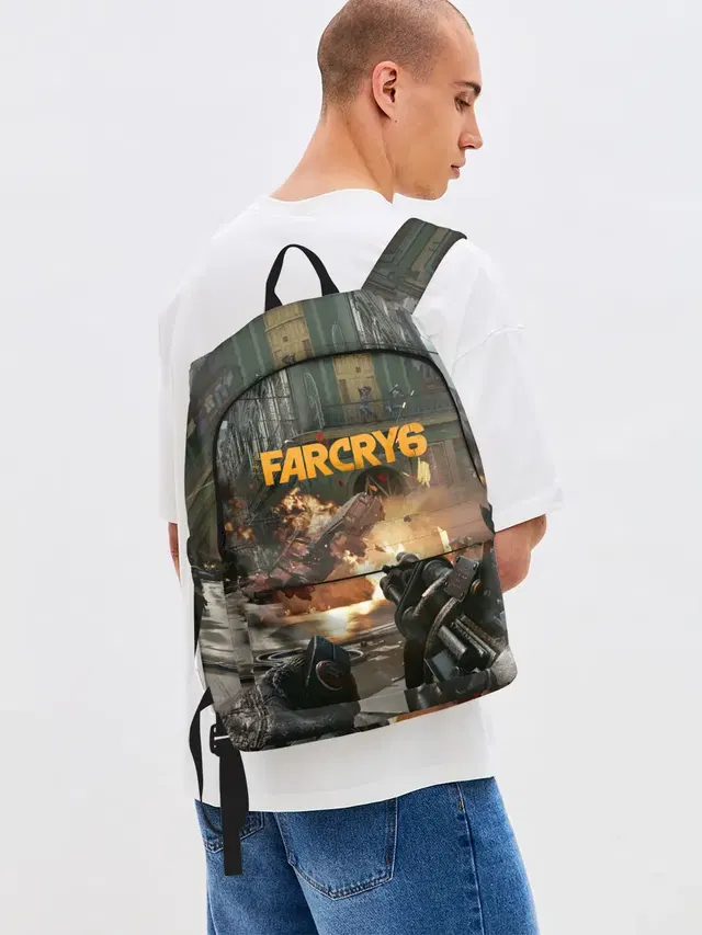 Джинсовый рюкзак с принтом «Explosion — Far Cry 6 gameplay art»
