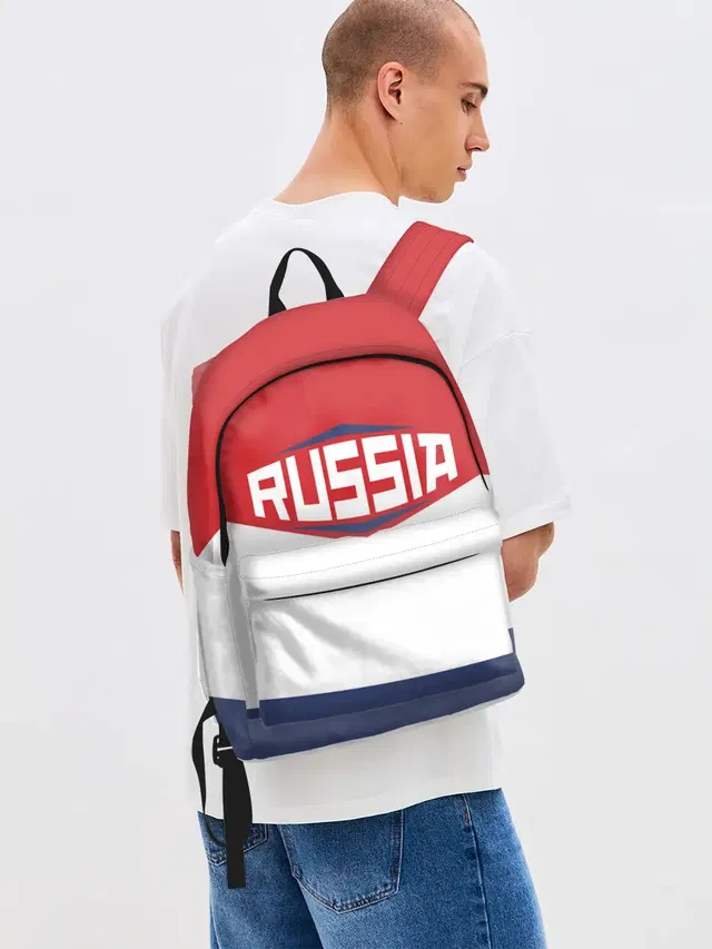 Джинсовый рюкзак с принтом «Flag of Russia — Russia»