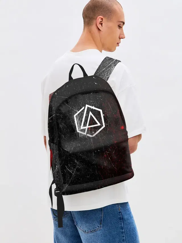Джинсовый рюкзак с принтом «Hexagon — Linkin Park Logo»