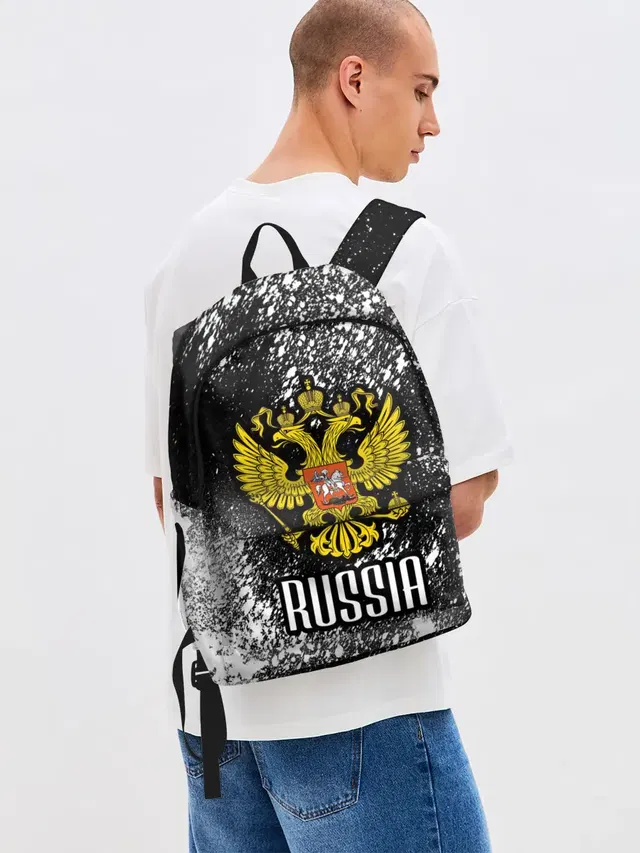 Джинсовый рюкзак с принтом «Russia»