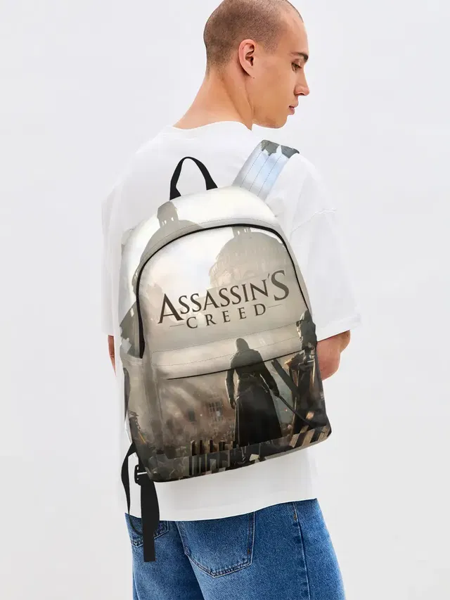 Джинсовый рюкзак с принтом «ASSASSINS CREED, игра»