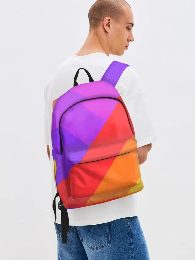 Джинсовый рюкзак с принтом «Радужная Геометрия Rainbow Geometry»