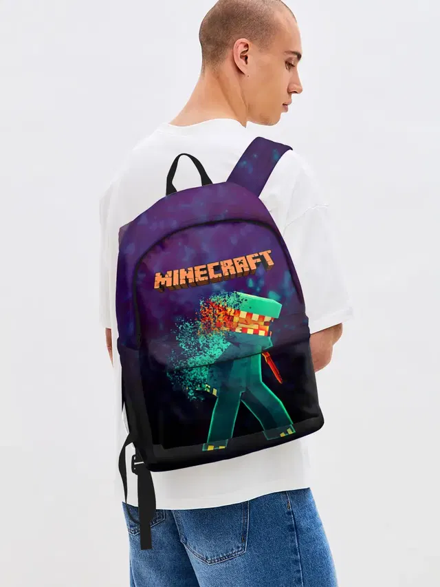 Джинсовый рюкзак с принтом «Майнкрафт — Minecraft АНАРХИЯ»