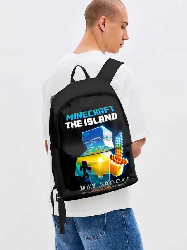 Джинсовый рюкзак с принтом «Майнкрафт — MINECRAFT THE ISLAND»