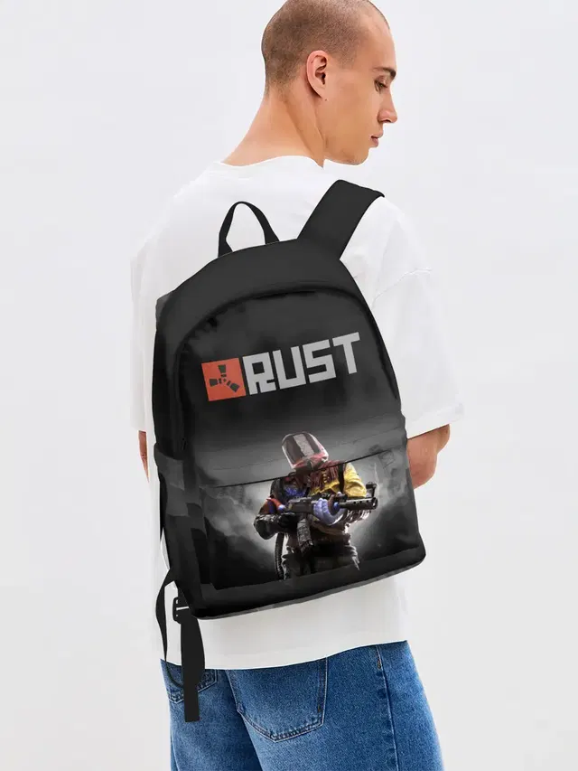 Джинсовый рюкзак с принтом «Rust — Работяга из Раста»