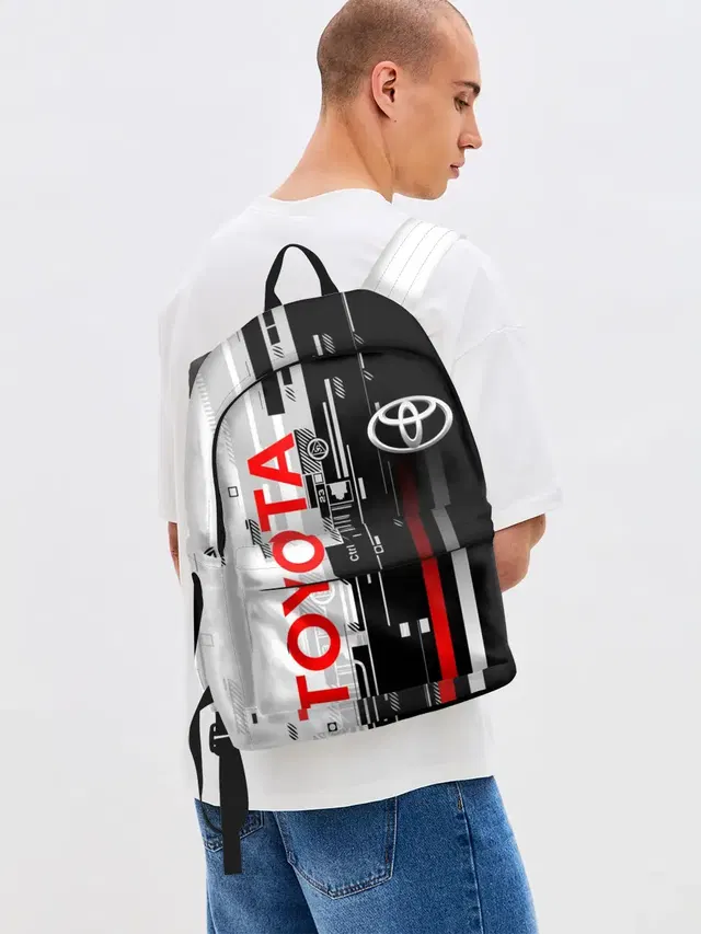 Джинсовый рюкзак с принтом «Тойота — TOYOTA SORT — TOYOTA TECHNO»