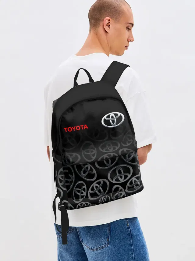 Джинсовый рюкзак с принтом «Тойота — TOYOTA SPORT — LOGOBOMBING»