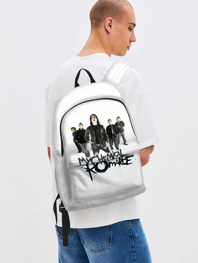 Джинсовый рюкзак с принтом «My Chemical Romance — Участники группы My Chemical Romance»