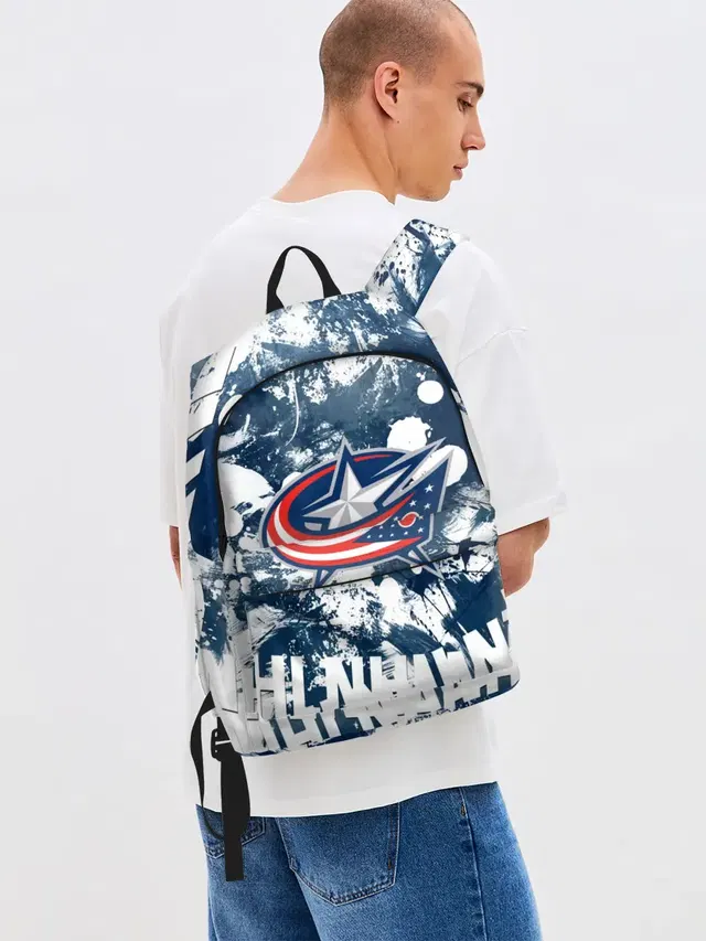 Джинсовый рюкзак с принтом «НХЛ — Коламбус Блю Джекетс, Columbus Blue Jackets»