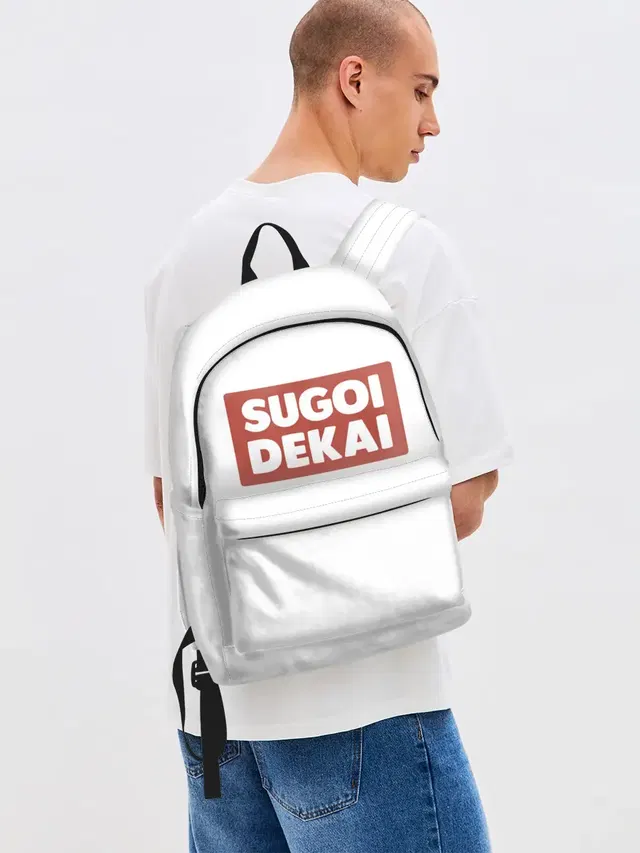 Джинсовый рюкзак с принтом «SUGOI DEKAI | UZAKI»