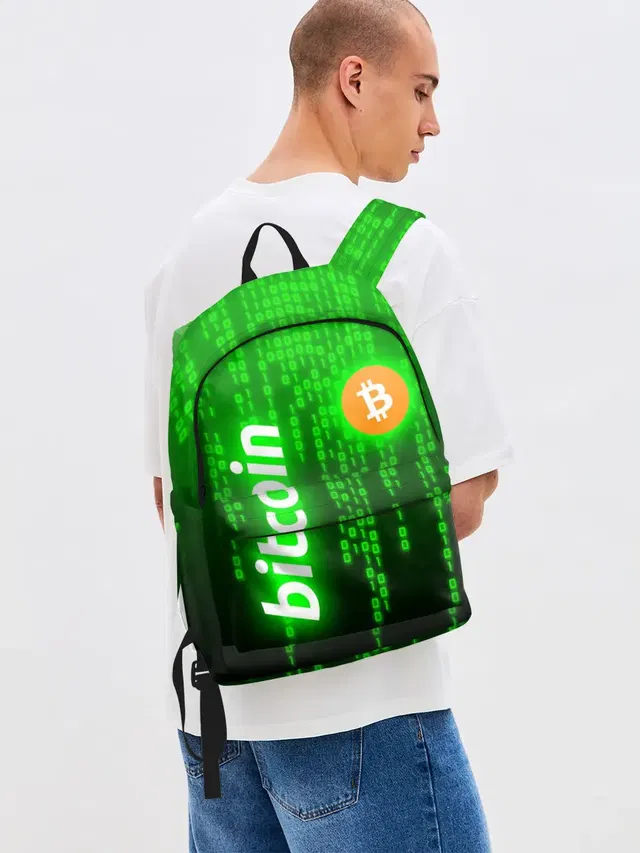 Джинсовый рюкзак с принтом «Bitcoin Биткоин Crypto Крипта»