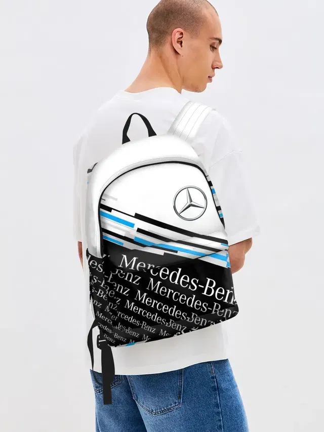 Джинсовый рюкзак с принтом «Mercedes-Benz Мерседес-Бенз — MERCEDES-BENZ — МЕРСЕДЕС-БЕНЗ — BLUE»