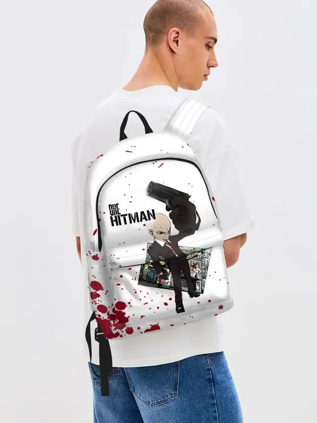 Джинсовый рюкзак с принтом «ONE Hitman»