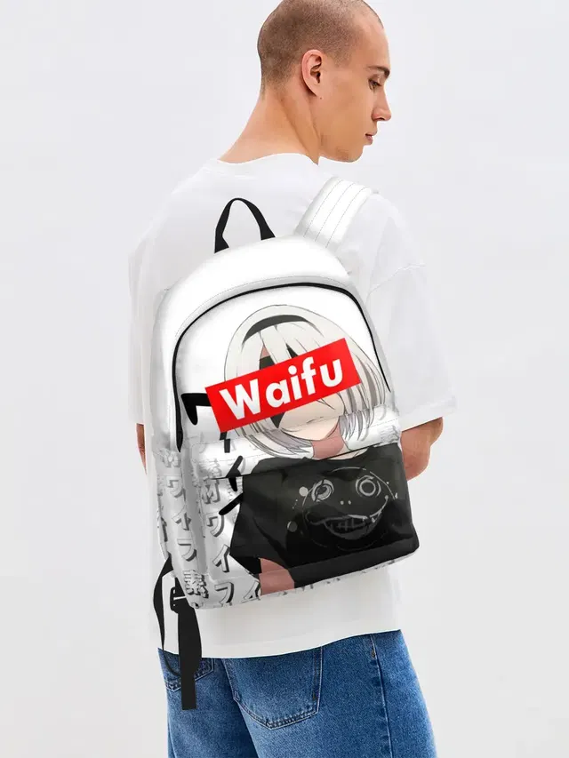 Джинсовый рюкзак с принтом «Waifu - 2B Nier»