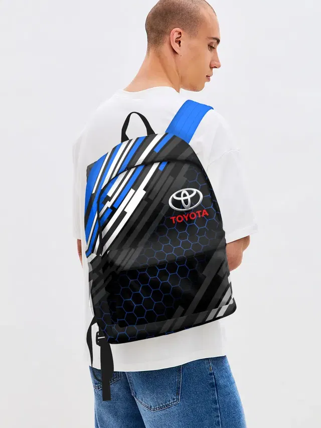 Джинсовый рюкзак с принтом «Тойота — TOYOTA SPORT — ЛИНИИ — LINES»