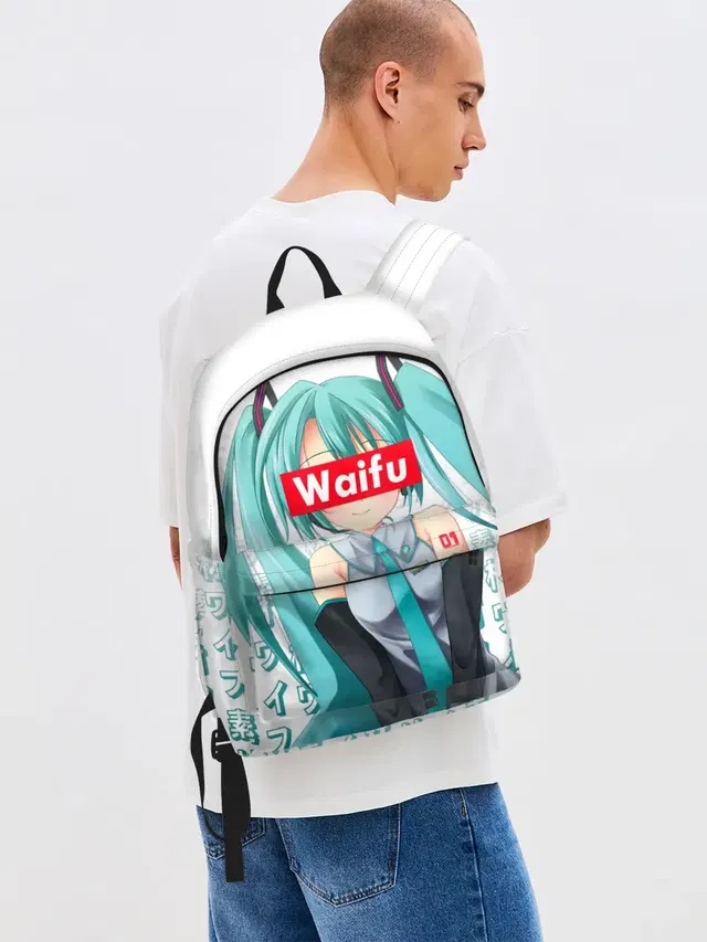 Джинсовый рюкзак с принтом «Waifu - Hatsune Miku»