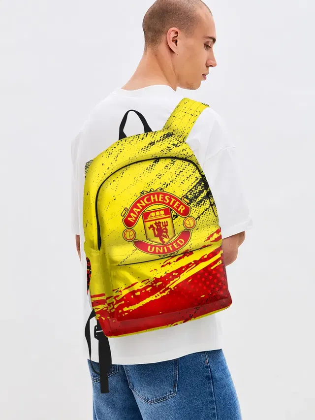 Джинсовый рюкзак с принтом «Манчестер Юнайтед — Manchester United Футбольный клуб.»
