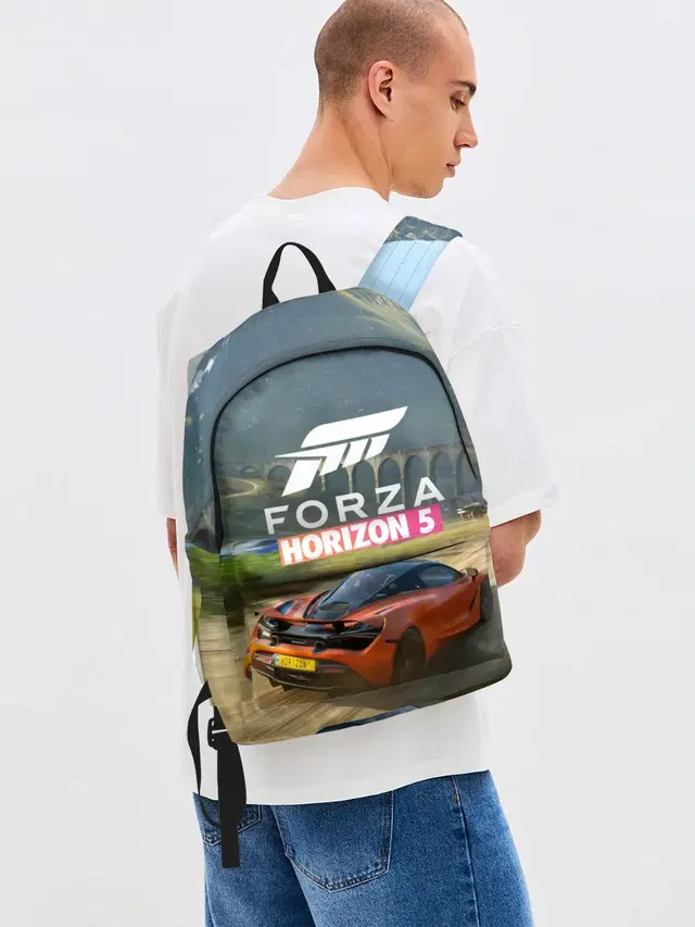 Джинсовый рюкзак с принтом «Forza Horizon — Forza Horizon 5, игра»