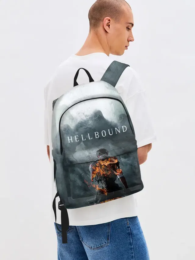 Джинсовый рюкзак с принтом «Hellbound или Зов Ада»