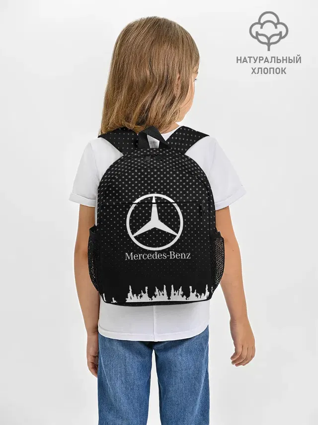 Рюкзак детский с принтом «Автомобильный логотип — Mercedes-Benz»
