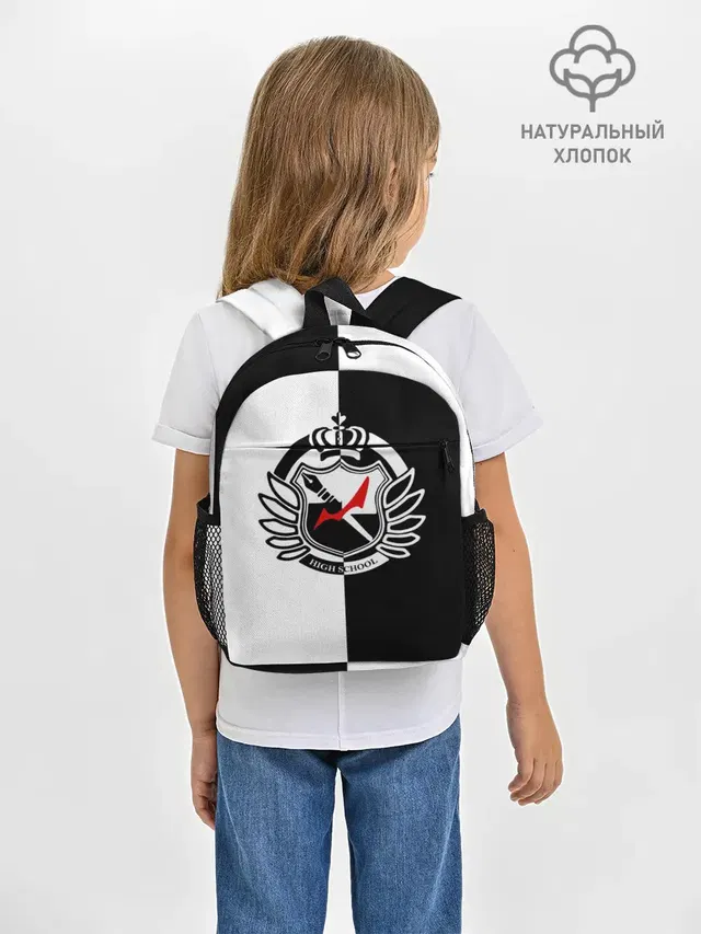 Рюкзак детский с принтом «MONOKUMA SCHOOL с фоном»