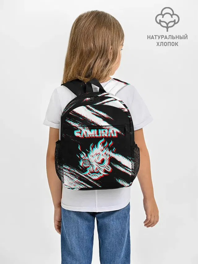 Рюкзак детский с принтом «Cyberpunk 2077 — Samurai — Glitch.»