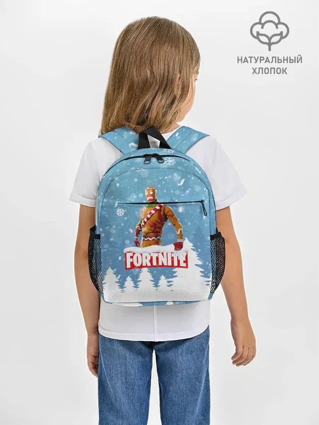 Рюкзак детский с принтом «Фортнайт — Новогодний Fortnite»