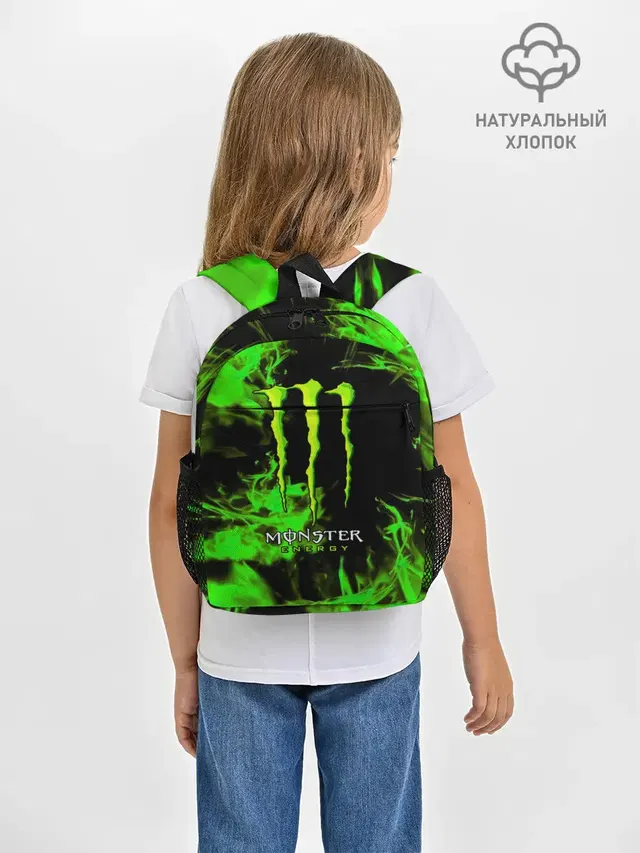Рюкзак детский с принтом «Разные автомобильные — MONSTER ENERGY»