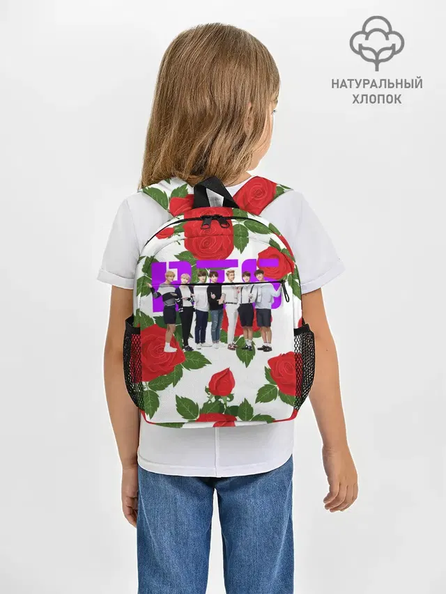 Рюкзак детский с принтом «BTS — BTS Roses — White»