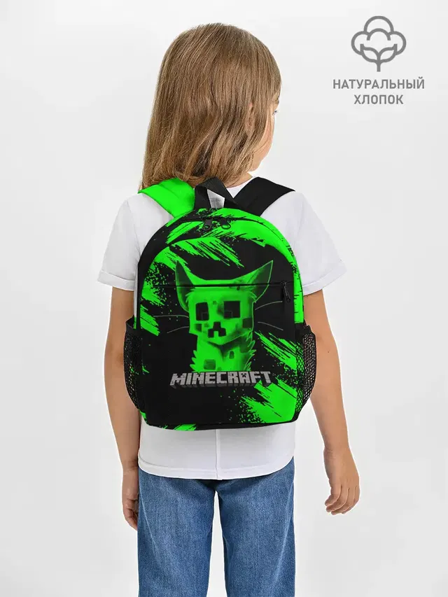 Рюкзак детский с принтом «Майнкрафт — MINECRAFT CREEPER CAT»