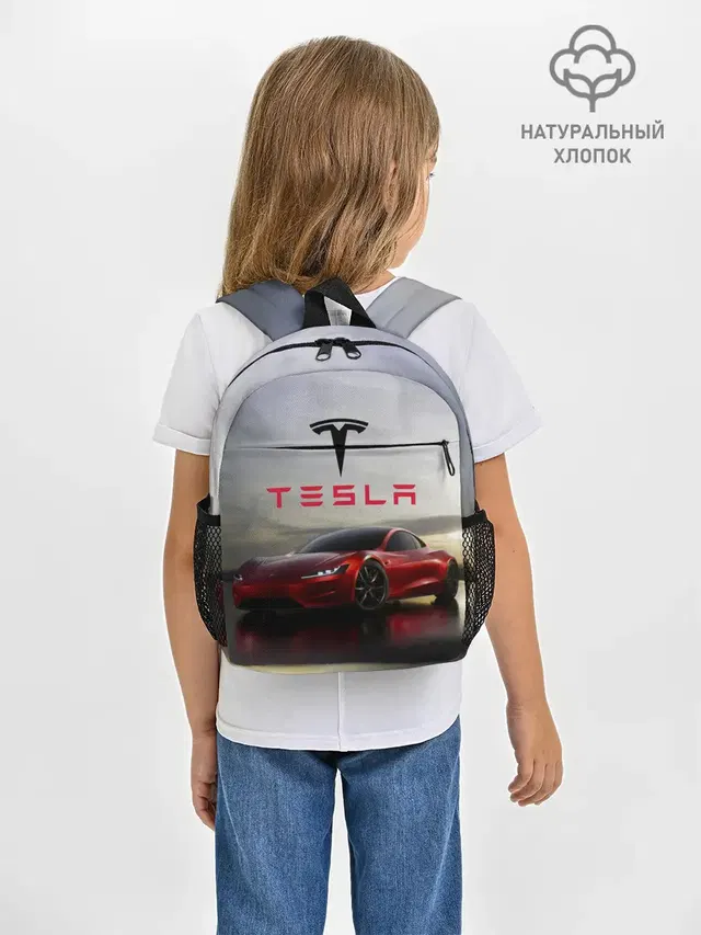 Рюкзак детский с принтом «Tesla — Tesla Roadster»