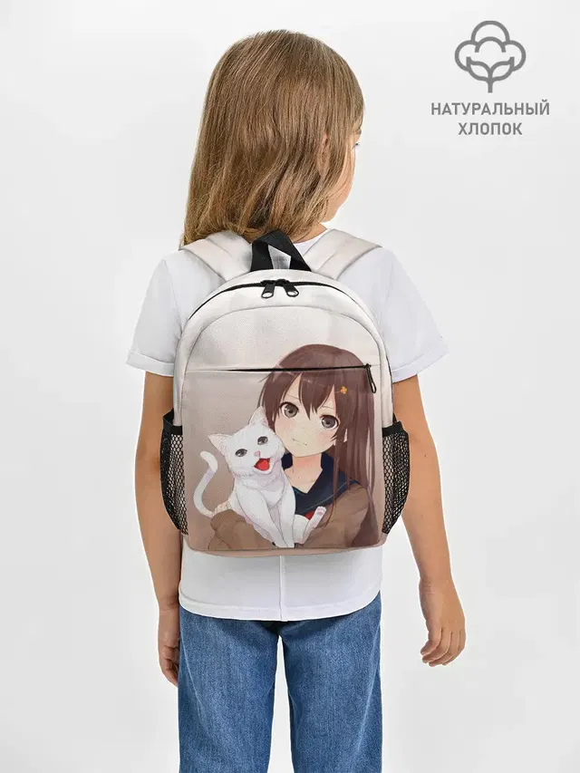 Девочка и белый кот аниме