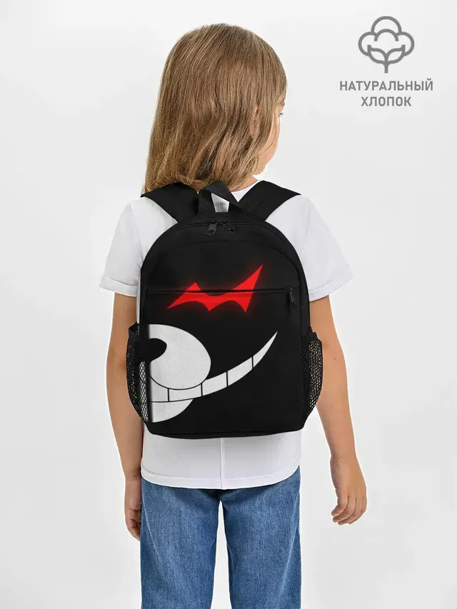 Рюкзак детский с принтом «monokuma пол лица»